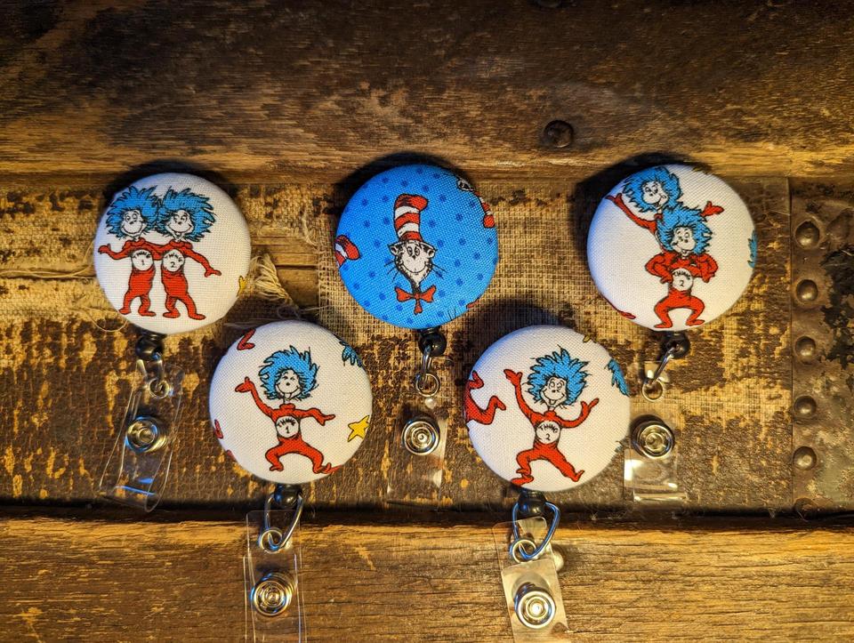 Dr. Suess Thing 1 and 2 Badge reels for work or school IDs