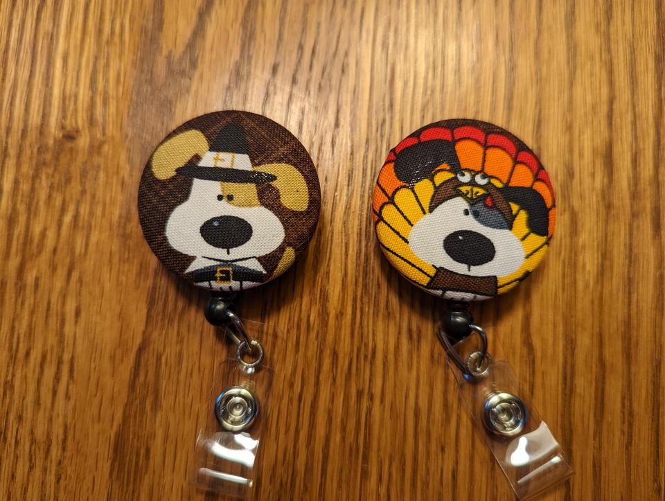 Thanksgiving Cute Dogs badge reels for school or work IDs