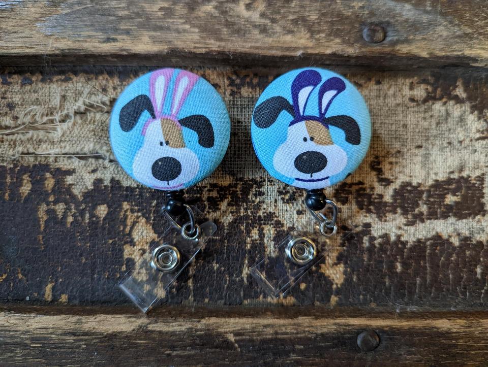 Easter Cute Dog badge reels for work and school IDs