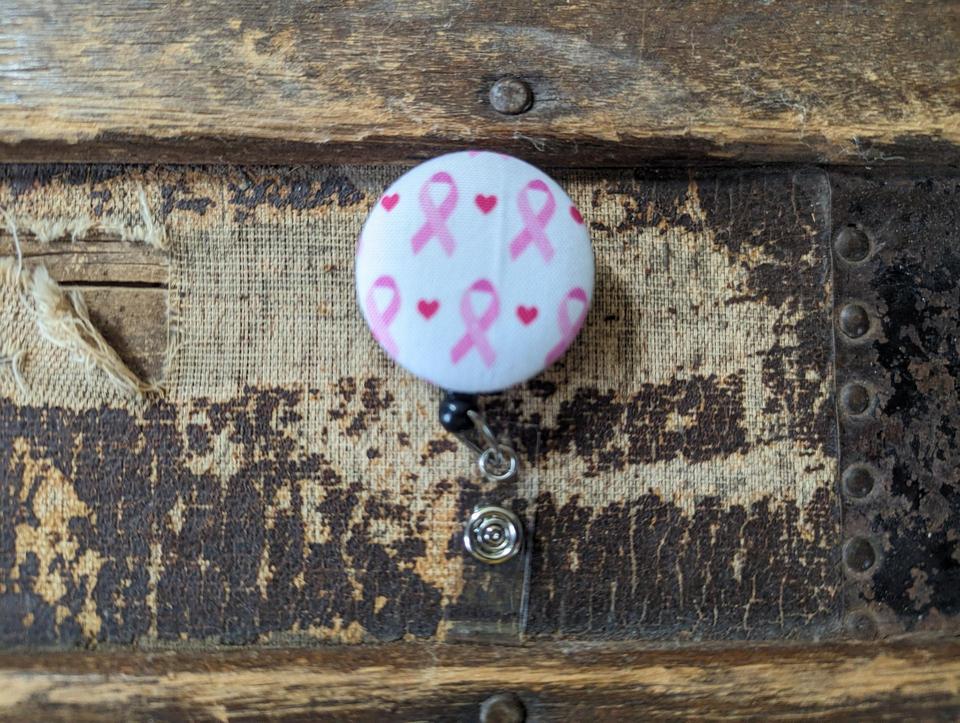 Breast Cancer Badge Reels for work or school