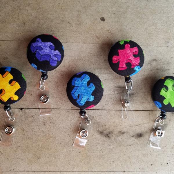 Autism and Puzzle Piece Badge Reels for work or school IDs