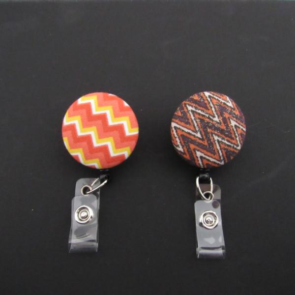 Chevron badge reel to use to display/wear your ID at work or school.  Choose swivel clip or belt clip and color you like!