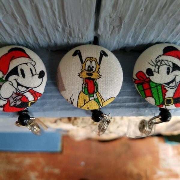 Christmas Mickey, Minnie and Pluto Badge Reels
