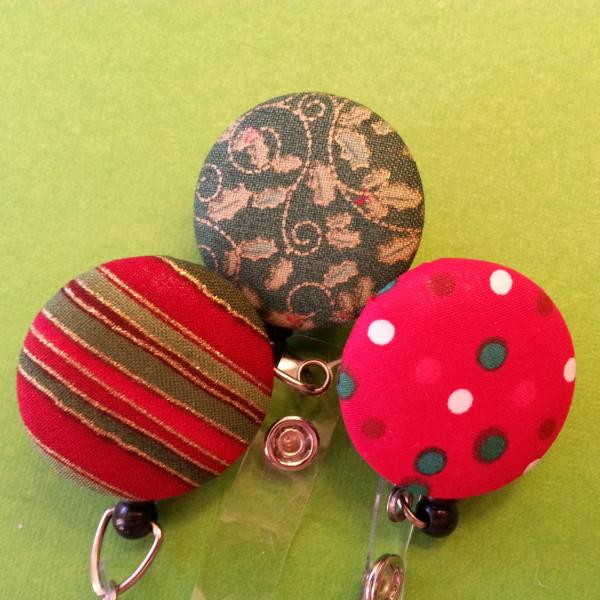 Holiday colors/fabric decorative badge reels