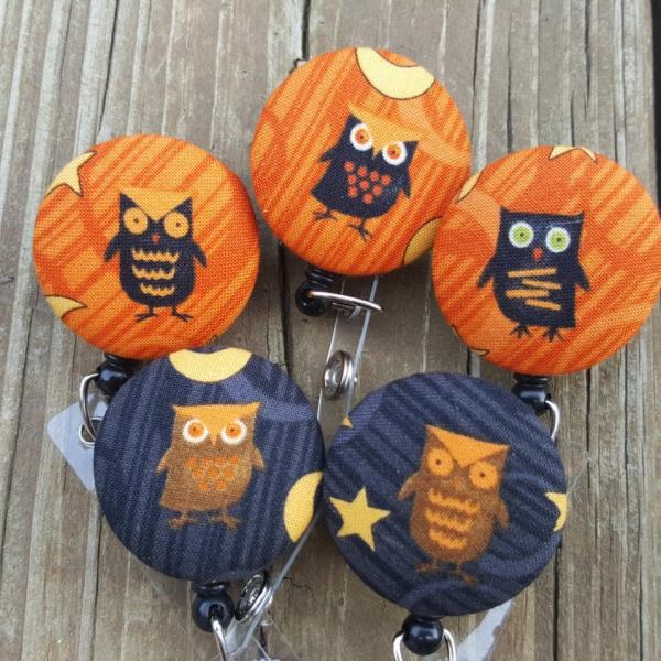 Fall Owl badge reel for ID or work badge