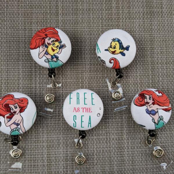 Little Mermaid Badge reels for work or school.