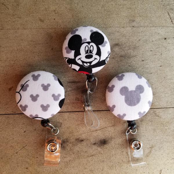 Black and Gray Mickey Mouse School or Work ID Badge Reels