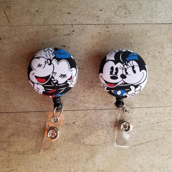 Mickey and Minnie Mouse Badge Reel for Work or School IDs