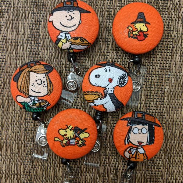 Peanuts Thanksgiving Badge Reels for Work or School