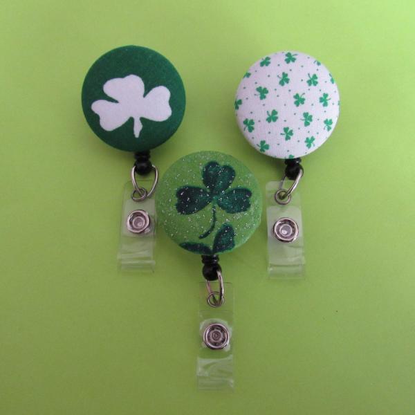 St Patrick's day Shamrock badge reels for ID for work or school!