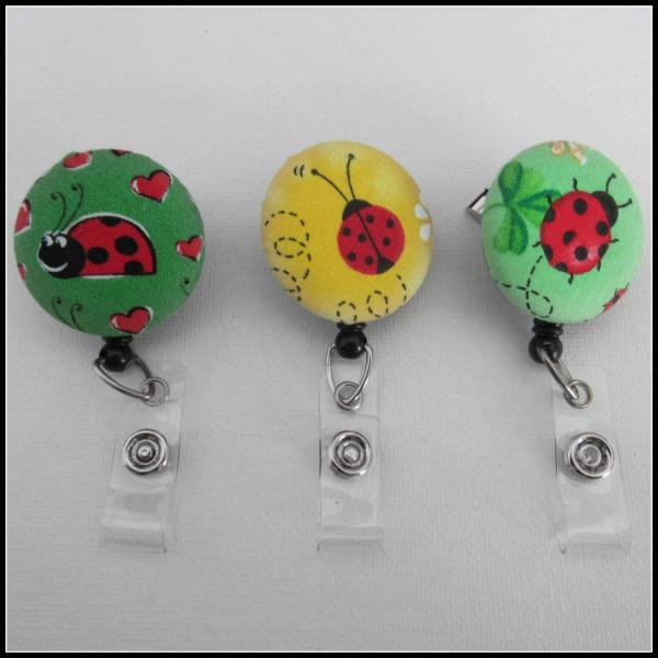 Ladybug badge reel for work or school ID