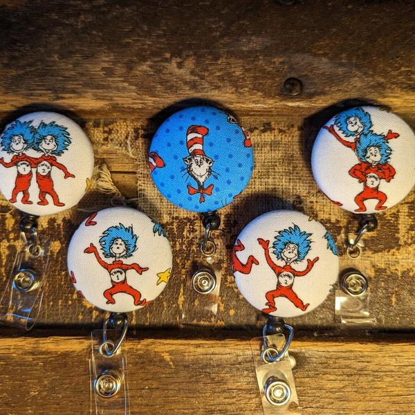 Dr. Suess Thing 1 and 2 Badge reels for work or school IDs