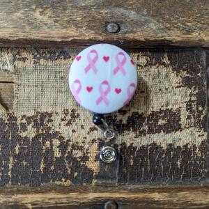 Breast Cancer Badge Reels for work or school