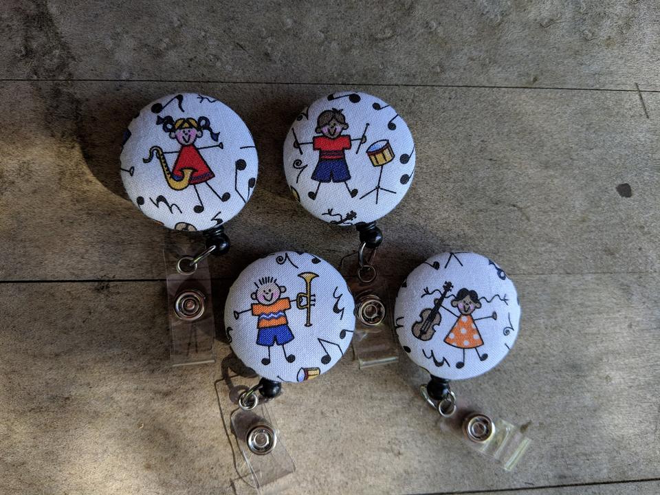 Band kids badge reel for work or school IDs