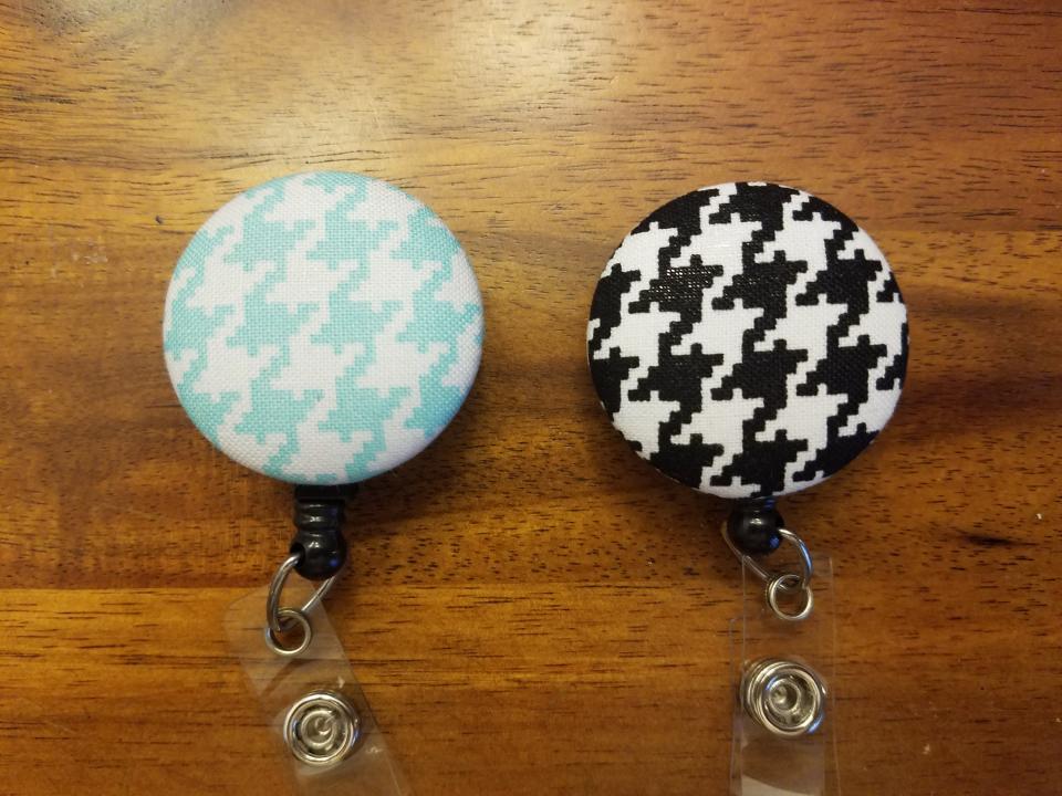 Teal and Black Houndstooth Badge reels for work or school IDs