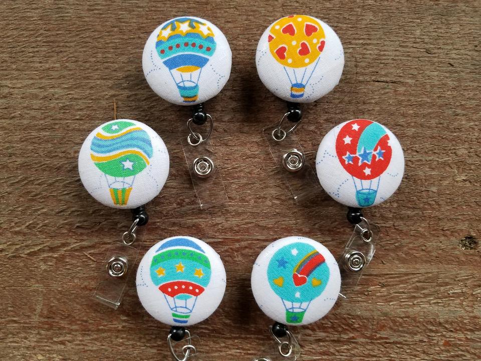 Air balloon badge reels for work or school IDs