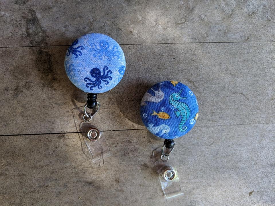 Octopus and Sea Horse Badge Reels for work or school IDs