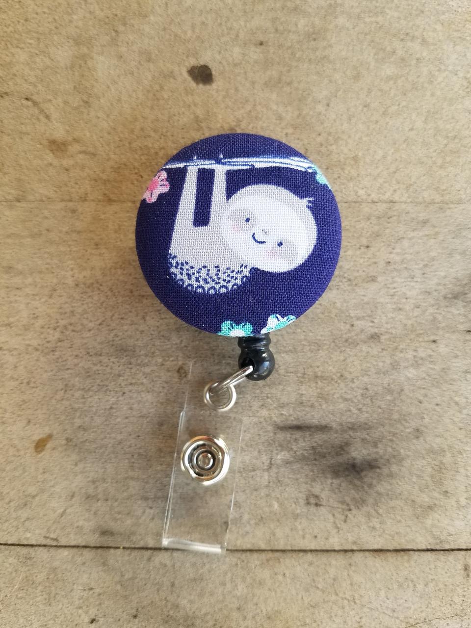 Sloth badge reel for work or school IDs