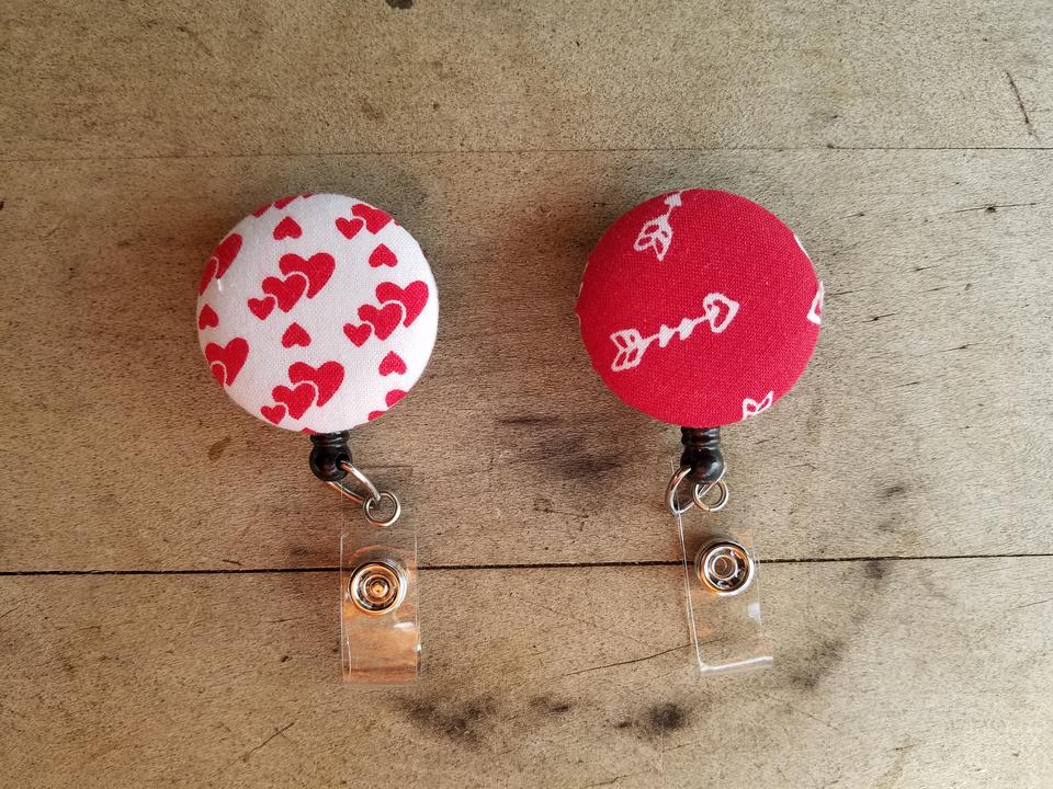 Valentine badge reels for work or school IDs