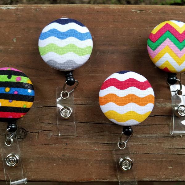 Bright fabric badge reels for work or school