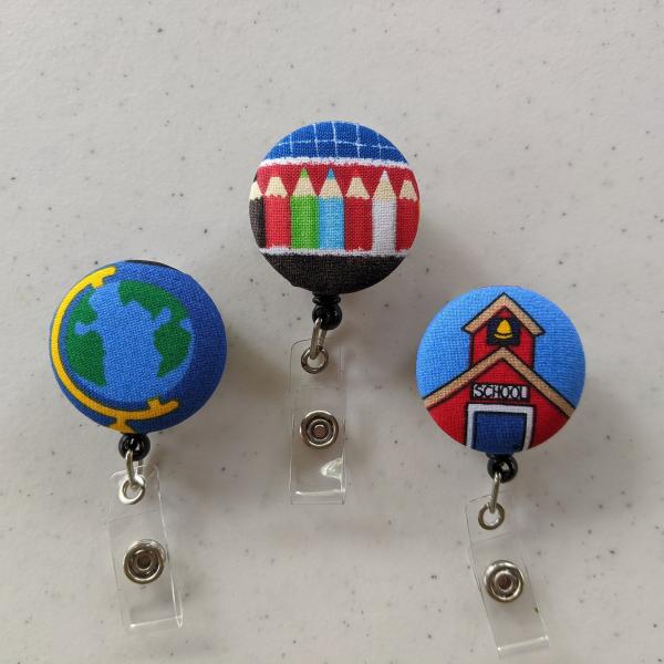 School themed badge reels for work or school