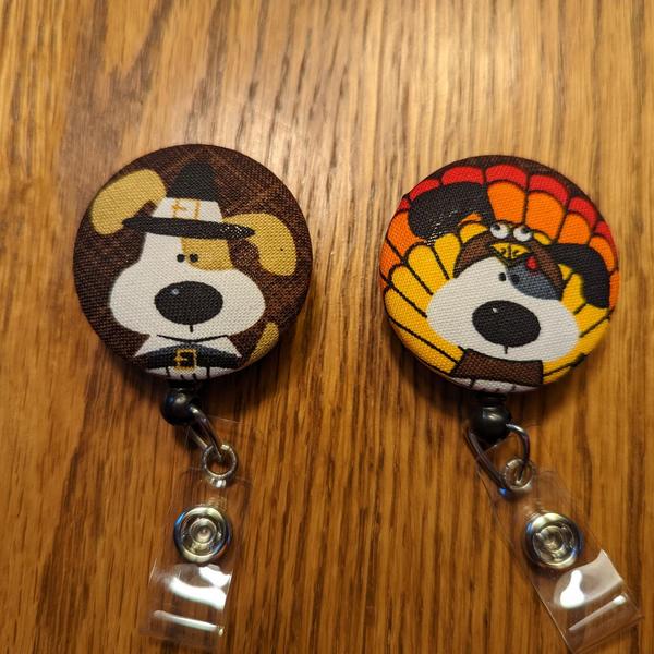 Thanksgiving Cute Dogs badge reels for school or work IDs